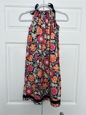 Hanna Andersson Black Dress with Red and Yellow Floral Print
